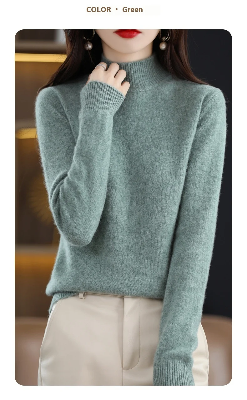 Title 12, Herfst- en wintersweater Halfhoge kraag Lange m...