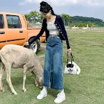 Saia Jeans Feminina Cintura Alta com Fenda Frontal — foto 7