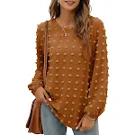 Loose Jacquard Long Sleeve Crew Neck T-shirt Top — photo 13