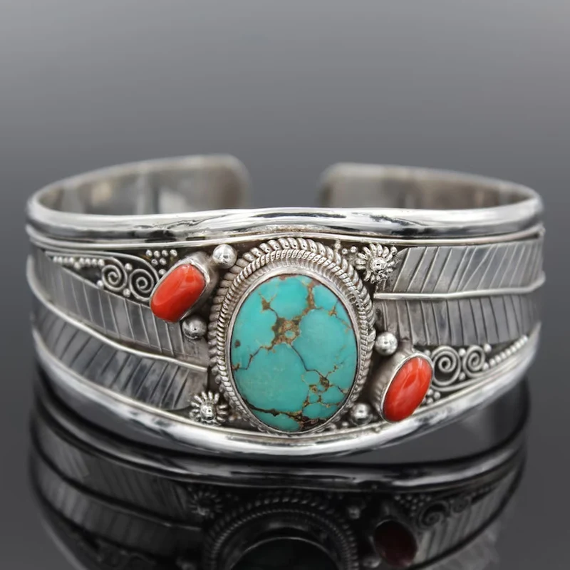 Pulseira de Turquesa Natural Estilo Boho Acessório Elegante Joia Artesanal Design Único Perfeita para um Look Boêmio e Sofisticado — foto 8