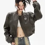 Jaqueta de beisebol uniforme folgada casaco largo feminino ideal para um visual casual e confortável perfeita para uso diário e lazer. — foto 3