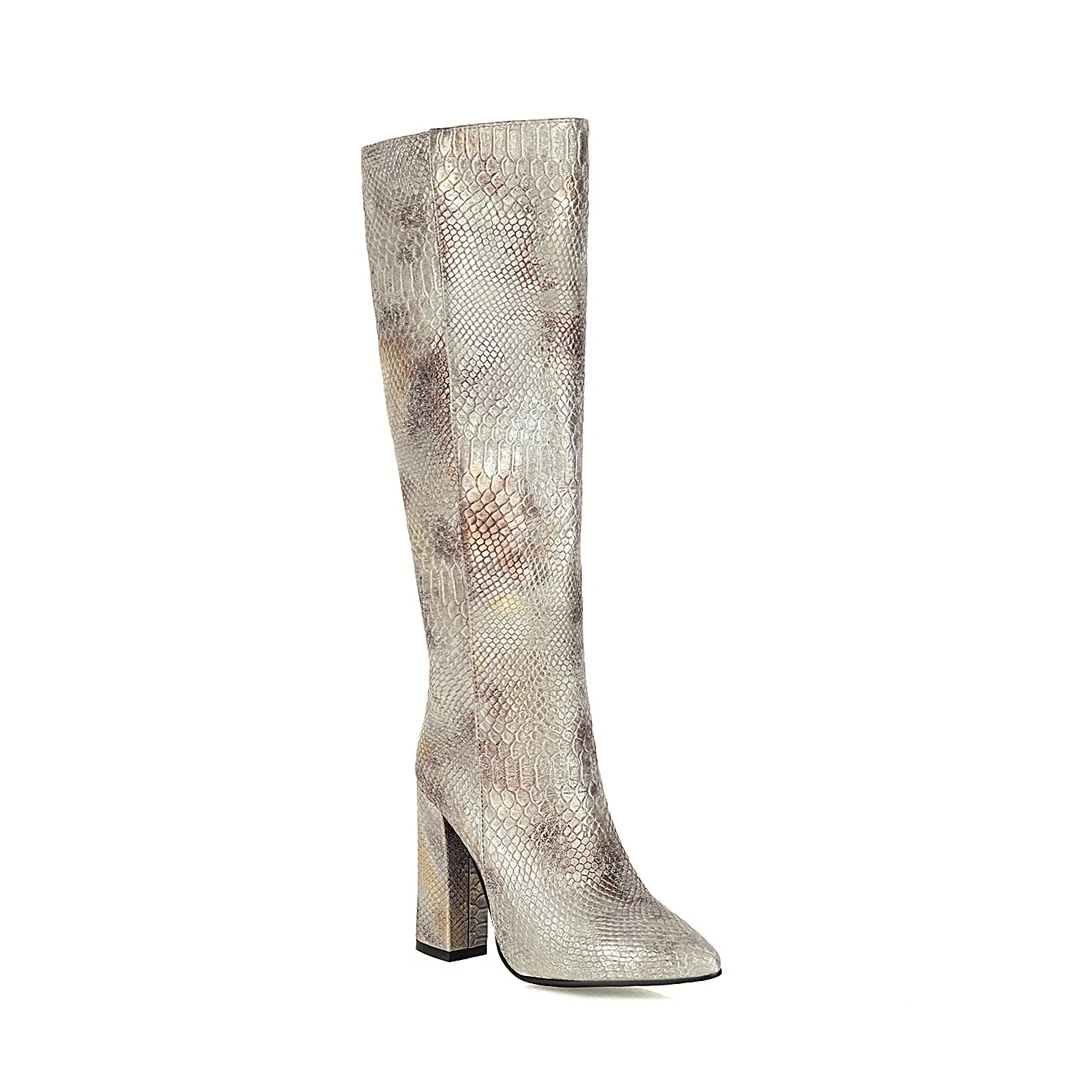 Women's Super High Heel Shoes Pointed Toe Stone Pattern High Top Fashion Boots. Elevate your style with these stunning b — photo 4