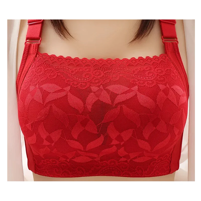 Sutiã de renda com bojo inteiro, estilo franzido, respirável e plus size, oferecendo conforto e suporte ideal. — foto 6