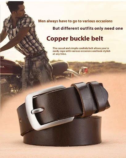Title 11, Mens Leather Belt with Leather Pin Buckle, a c...