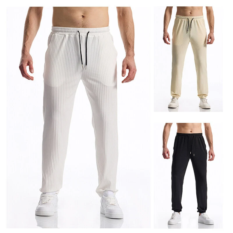 Silky Rib Fabric Casual Pants Baggy Straight Trousers. Experience ultimate comfort and style with these soft, loose-fitt — photo 8