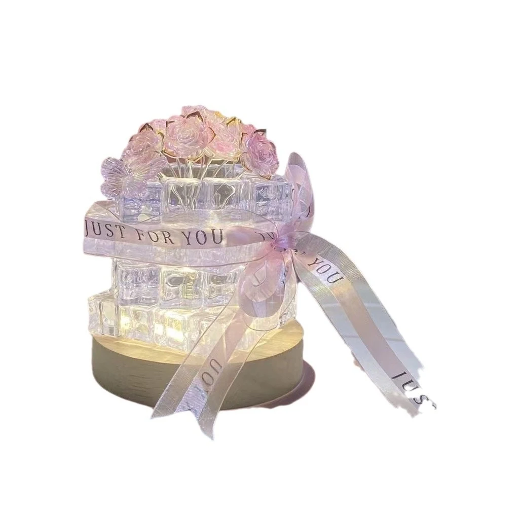 Handmade DIY Ice Cube Rose Small Night Lamp Ambience Light Create a Cozy Atmosphere Perfect for Relaxation and Stylish H — photo 7