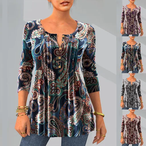 Title 5, Blusa de Manga Longa com Gola Redonda e Estampa...