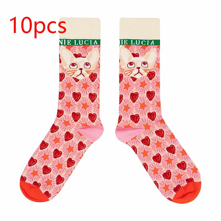 Retro Illustration Cute Plaid Cartoon Socks Sports Cotton Socks In Tube Socks — photo 10