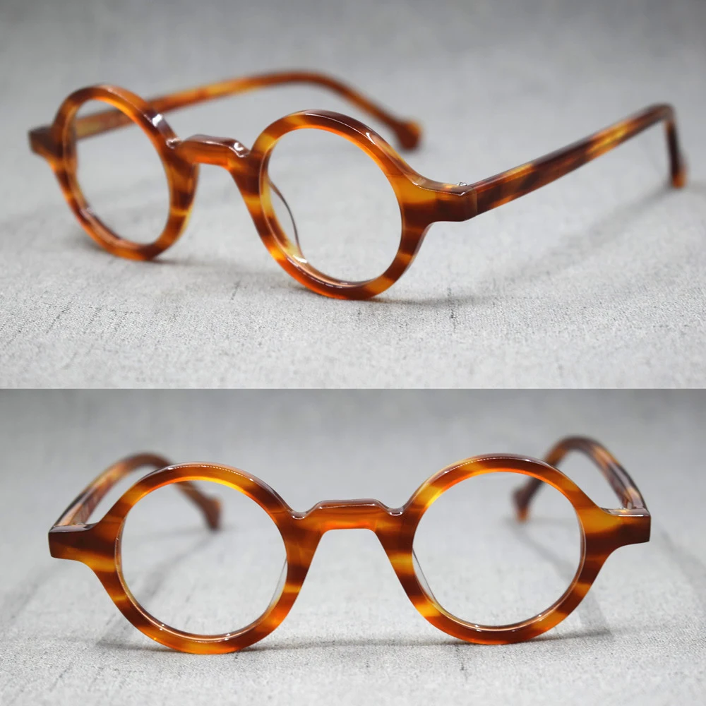 Title 1, Handmade retro round plate glasses. Vintage rou...