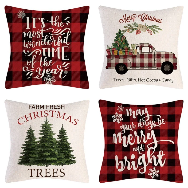 Capa de almofada de Natal para decoração de casa conjunto de quatro peças. Crie um ambiente festivo e aconchegante para sua casa com este conjunto encantador. — foto 35
