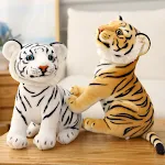 Pelúcia de tigre pequeno simulado em postura sentada, brinquedo macio e adorável, perfeito para abraçar, decorar quartos e presentear. — foto 4