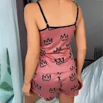 European and American Fashion Sexy Suspender Shorts Home Wear Pajama Set, Contrast Color, Two-piece comfort and style fo — photo 7
