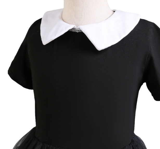 Camisa infantil preta estilo drama, roupa cosplay menina, gola boneca, mesh, vestido princesa guarda-chuva. Ideal para brincar e festas. — foto 5