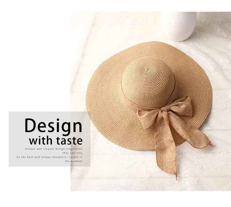 Title 3, Womens Ribbon Bow-Knot Wide Brim Beach Hat, of...
