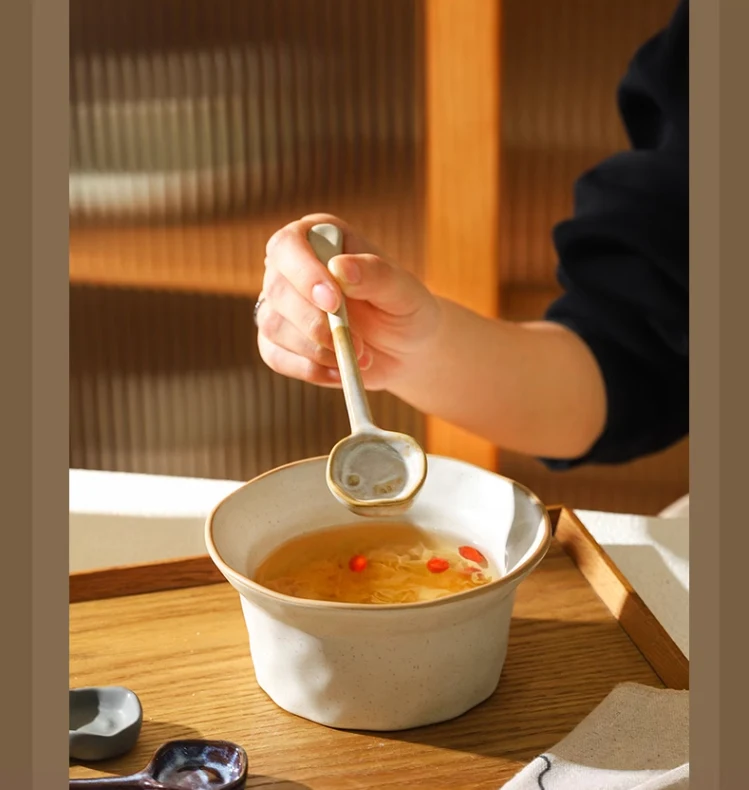 Title 4, Ceramic Long Handle Small Spoon for Household D...