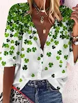 Women's Casual Polo Shirt with Plaid and Simple Floral Print, Mid-length Sleeves, a comfortable and stylish everyday ess — photo 6
