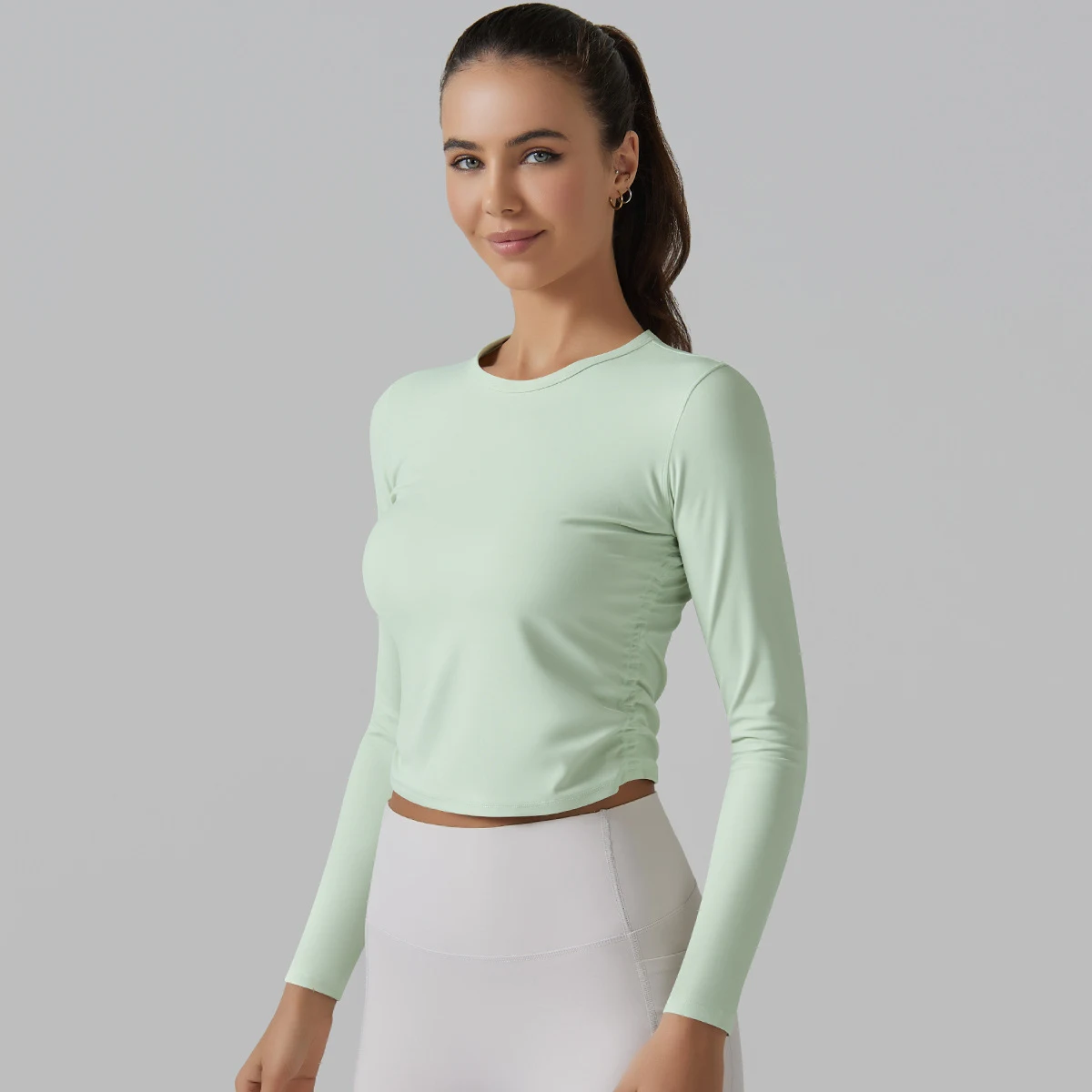 Tight High Elastic Belly And Waist Shaping Yoga Clothes Long Sleeve Sports Running Fitness Top — photo 22