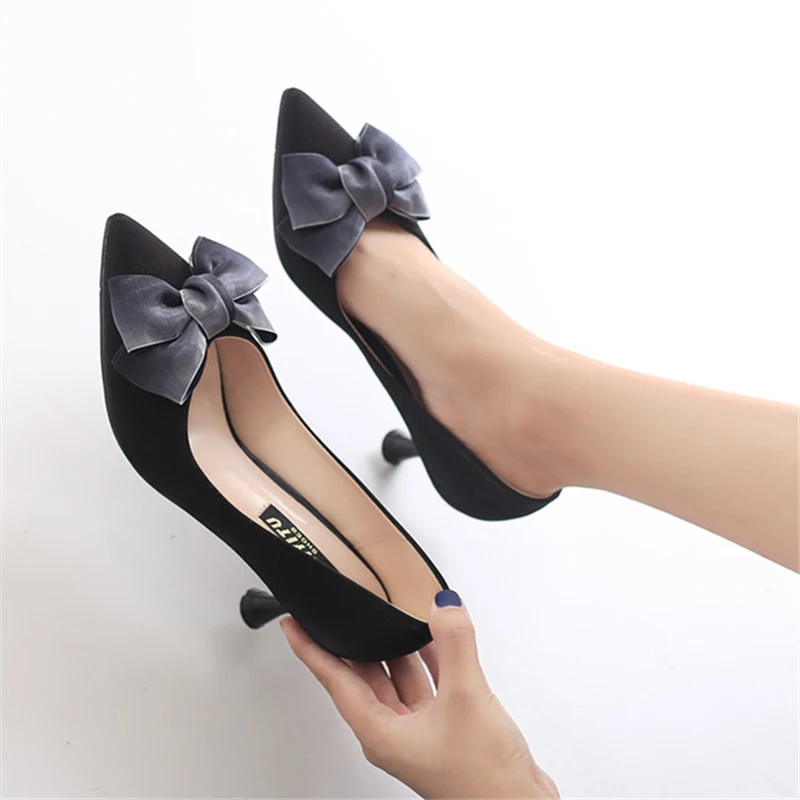 Title 6, Pointed toe high heels with shallow mouth desig...
