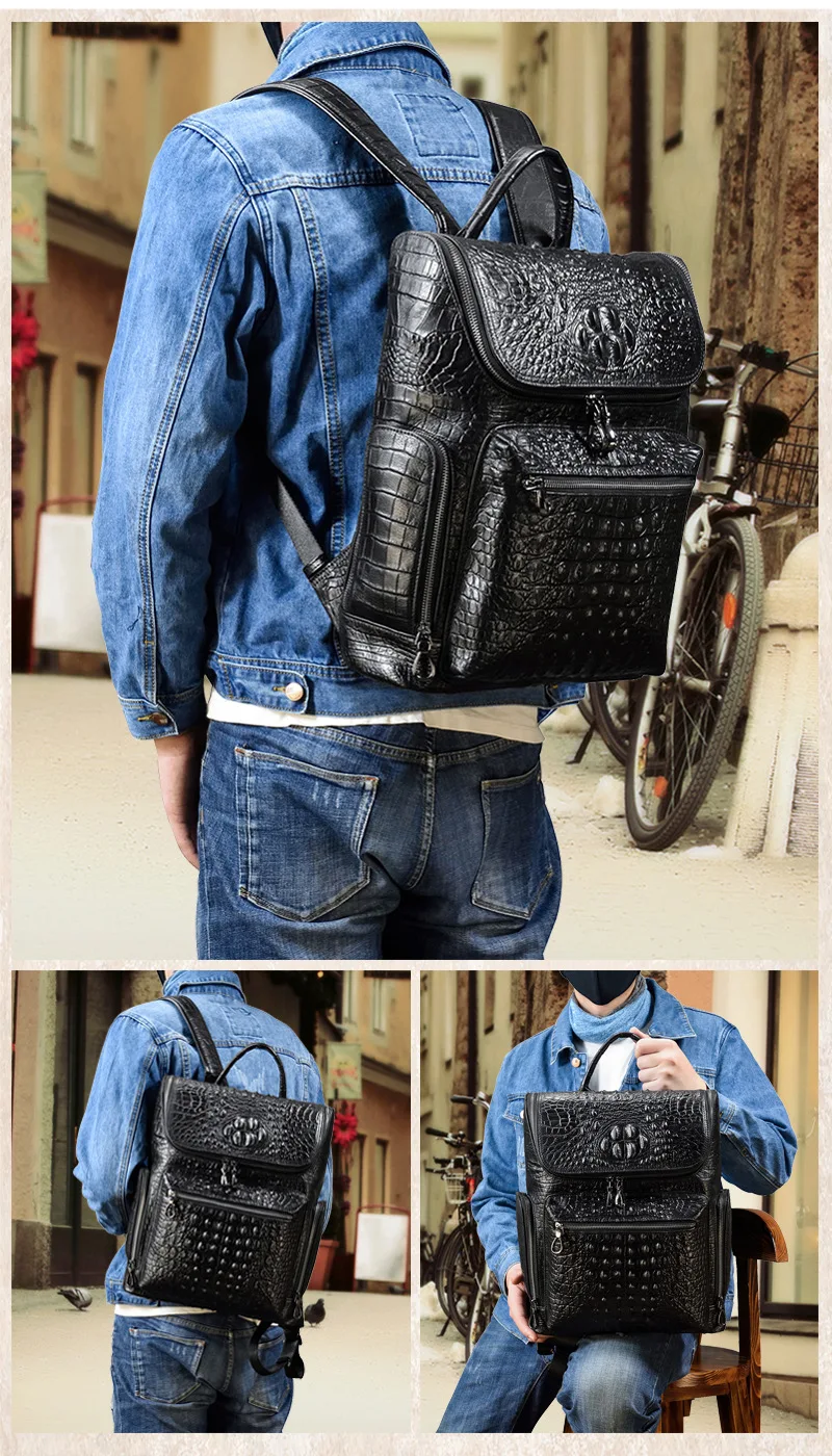 Title 2, Pattern Backpack Top Layer Cowhide