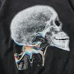 Camiseta com estampa de esqueleto europeu e americano lavada, estilo vintage, para um visual autêntico e confortável, ideal para o dia a dia. — foto 8