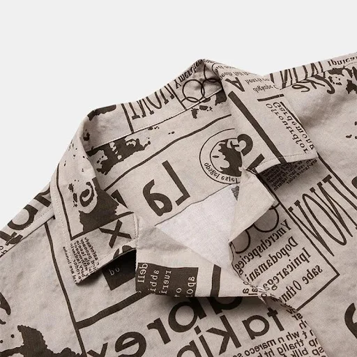 Title 3, 3xl Men Shirts Vintage Newspaper Print Hawaiian...