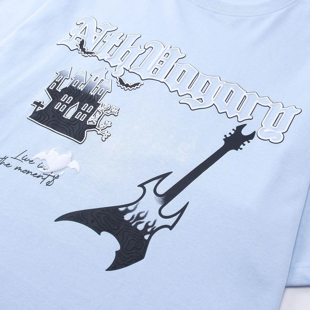 Hip Hop Rock Guitar Printed Short Sleeve T-shirt for music lovers. Comfortable, stylish tee for everyday wear, showcasin — photo 8