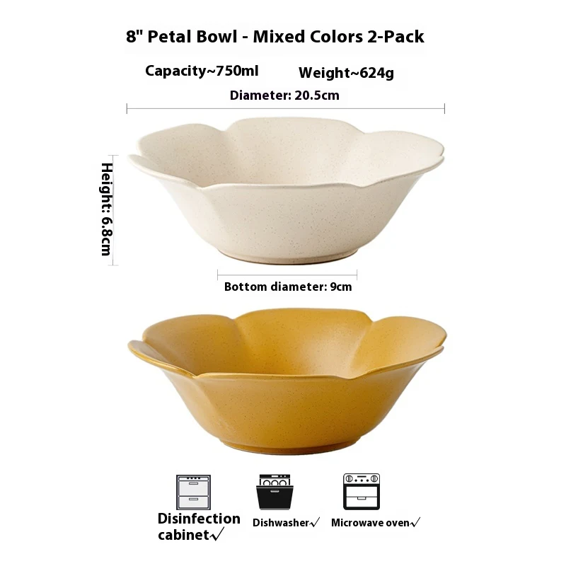 Title 3, Solid Color 8-inch Ceramic Salad Bowl. Serve yo...