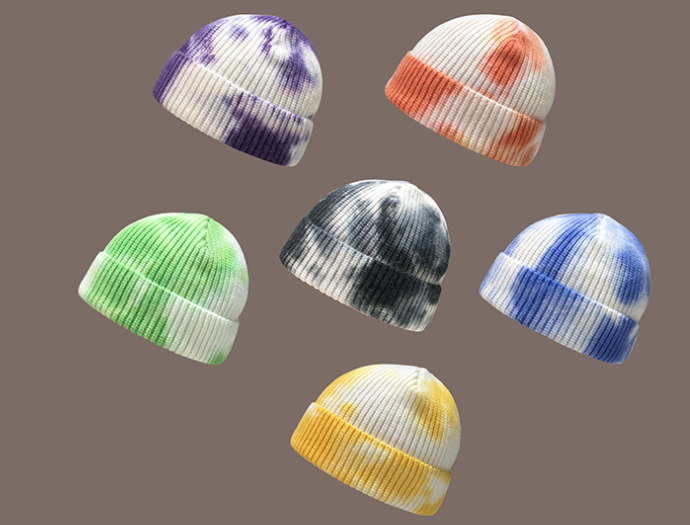 Hong Kong Style Street Tie Dye Woolen Hat. A warm and stylish winter hat. Perfect for urban looks, offering comfort and — photo 1