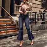Camisa de manga longa com costura, laço, mangas bufantes, pregas e estampa. Perfeita para um visual charmoso e sofisticado. — foto 6