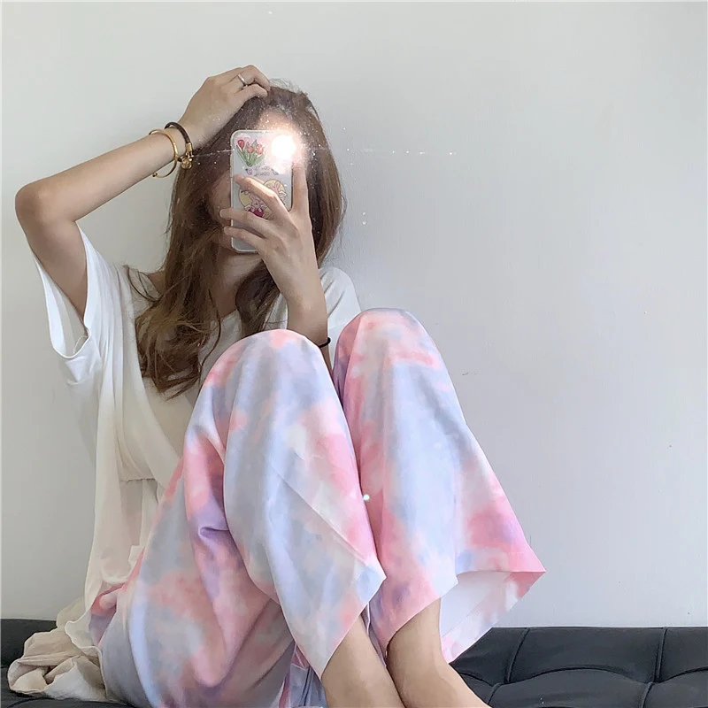 Title 2, Tie-dye wide-leg pants for a relaxed, trendy st...