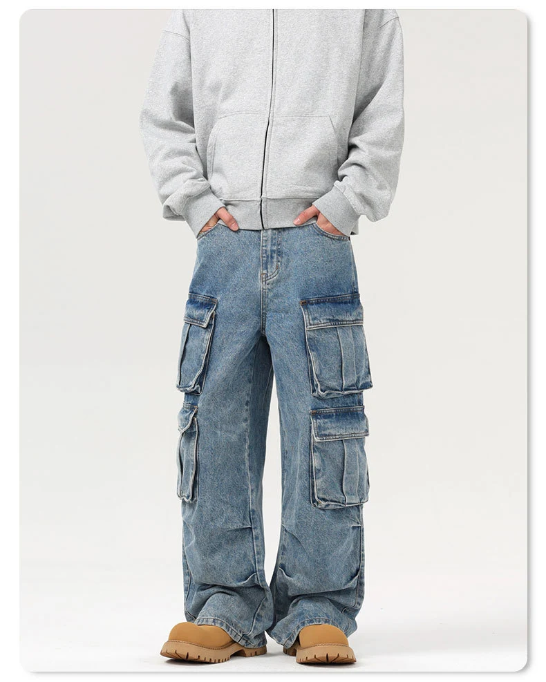 Title 8, Amerikaanse retro jeans met meerdere zakken, ge...