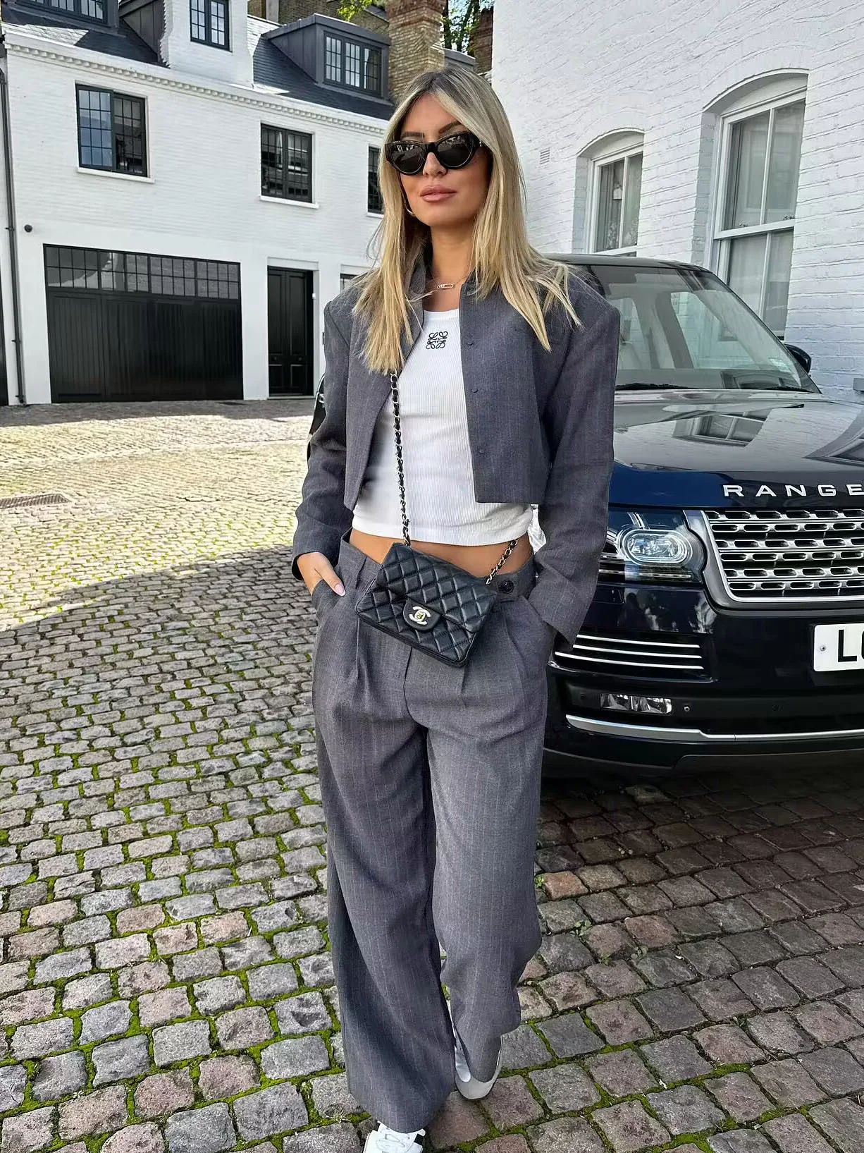 Title 9, Loose Short Suit Coat & High Waist Trousers Suit