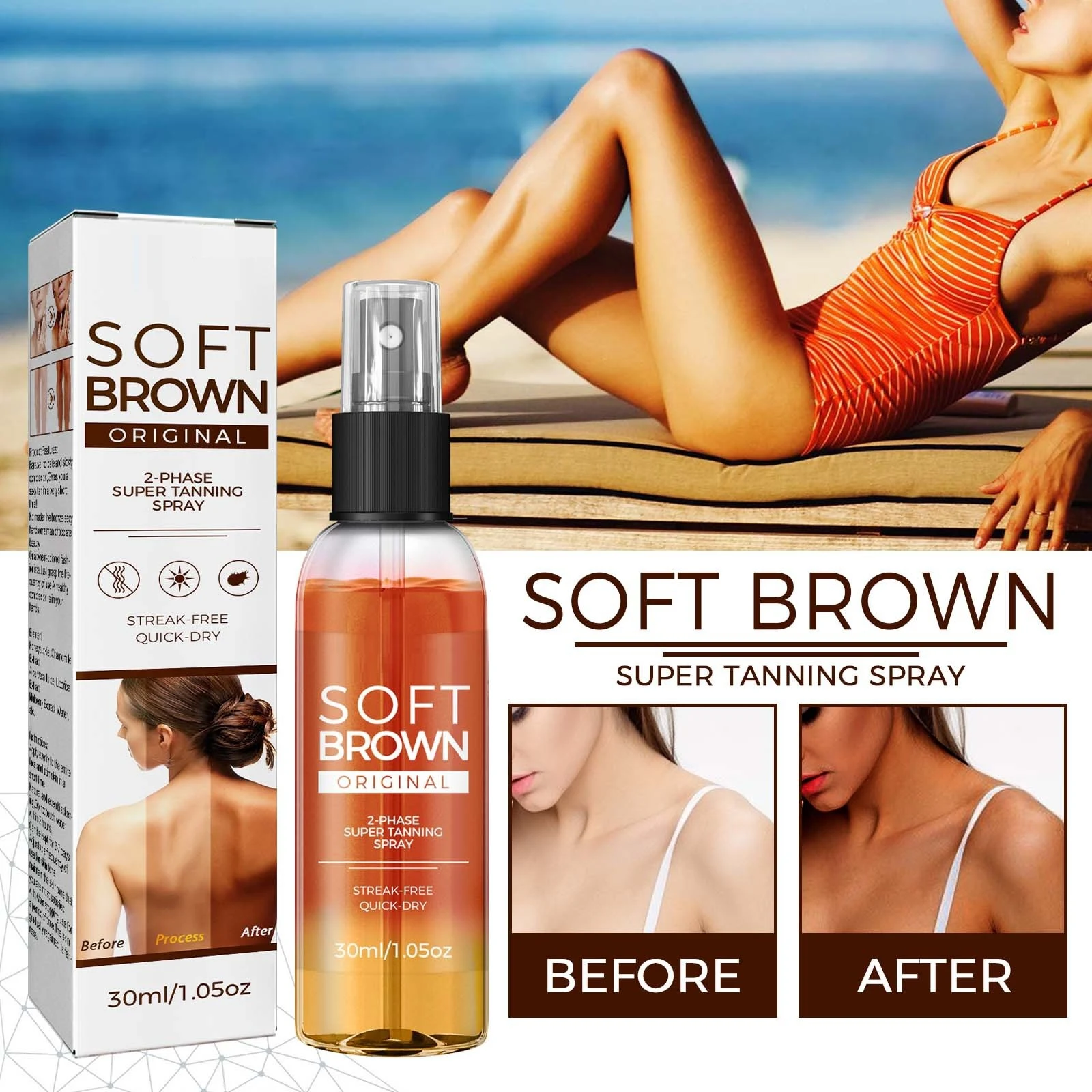 Sun Spray pour un bronzage naturel blé à la plage. Rafraîchissant, estival et une couleur bronze naturelle pour profiter du soleil. — photo 8