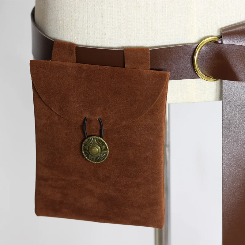 Borsa Medievale Rinascimentale in pelle nera scamosciata, ideale per custodire i tuoi oggetti di valore con stile ed eleganza. — foto 11
