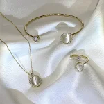 Colar Micro Set Zircônia Redonda Giratória Corrente Clavícula Elegante Joia Feminina Perfeita Presente — foto 8