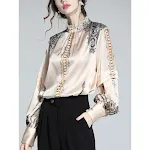 French Socialite Silk Printing Faux Silk Shirt for women. Experience ultimate comfort and style with this soft, elegant — photo 1