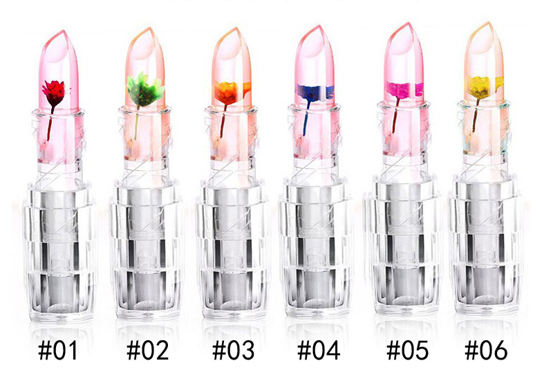 Flores de maquiagem Batom hidratante floral em gel, lábios coloridos e macios. Cuidado diário e beleza natural. — foto 9