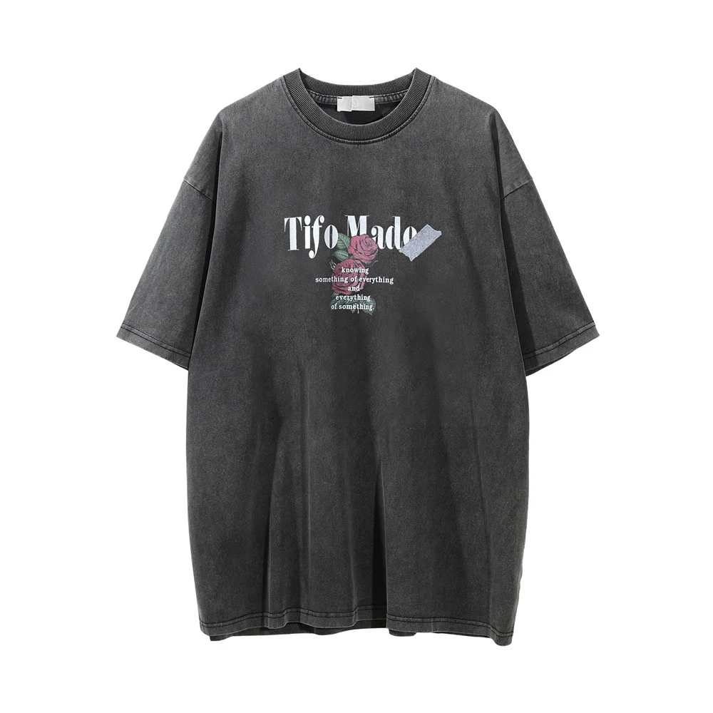 Men's Summer Rose Letter Print Short-sleeve T-shirt, breathable and lightweight, offering comfort and style for warm wea — photo 4