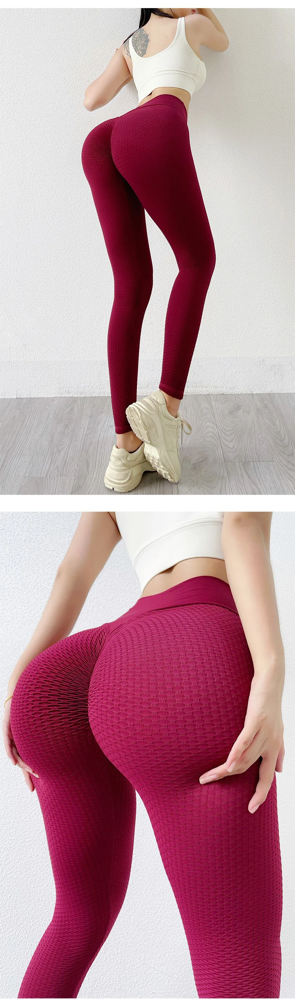 Title 5, Naadloze fitness yoga broek met effen honingraa...