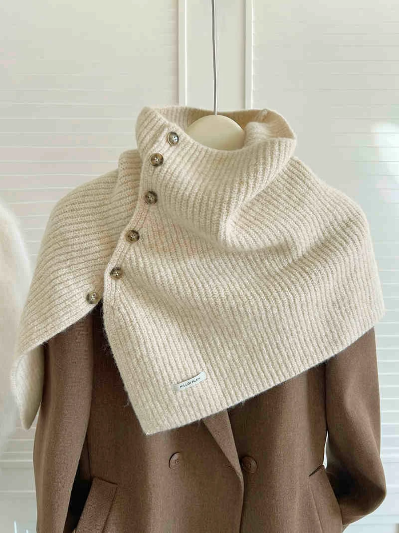 Title 7, Wool Shawl High Collar Warm Knitted Cape