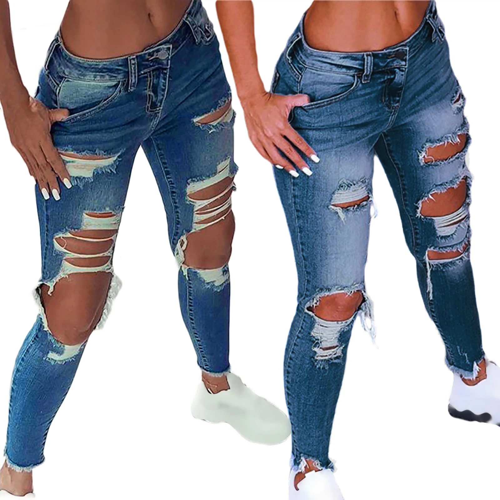 Women's Street Style Sexy Ripped Jeans. Get the edgy, modern look with these ripped jeans. Perfect for a night out or ca — photo 4