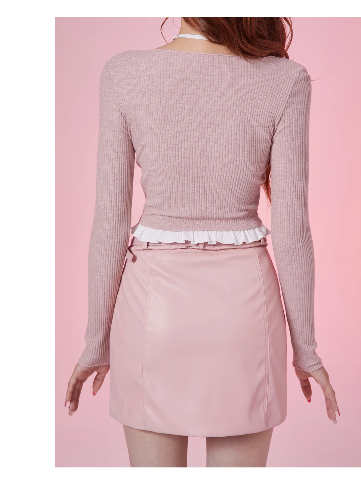 Title 5, Knitted Lace Fake Two-piece Top
