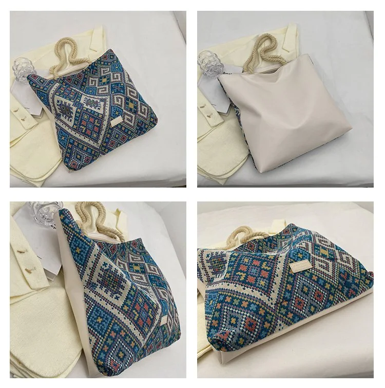 Title 5, Borsa donna in tela a tracolla, ampia capacità,...