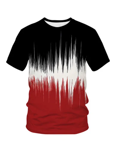 Title 4, Mens 3D Digital Printing Daily Round Neck Shor...