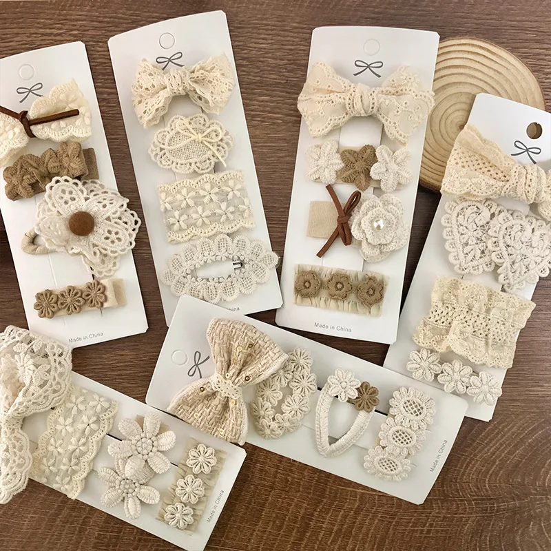 Stoff-Spitzen-Haarspangen 4er-Pack Baby-Blumen-Kopfschmuck, Weich und Bequem, Ideal für Neugeborene und Kleinkinder, Sanft zum Haar — foto 6