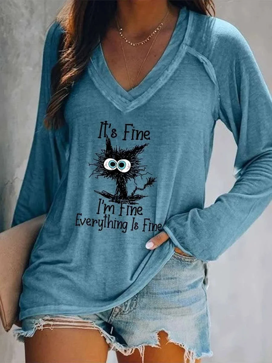 Title 3, Large Womens Loose Clover Print V-neck Pullove...