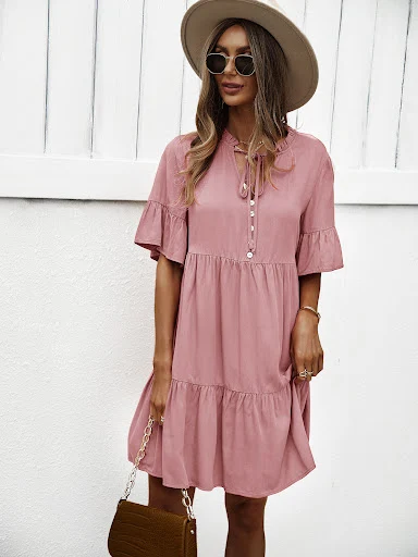Title 7, Solid Color Temperament Casual Dress