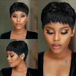 Parrucca corta donna afro, capelli neri in fibra sintetica, aspetto naturale, facile da indossare e gestire, per un cambio look rapido e alla moda. — foto 5