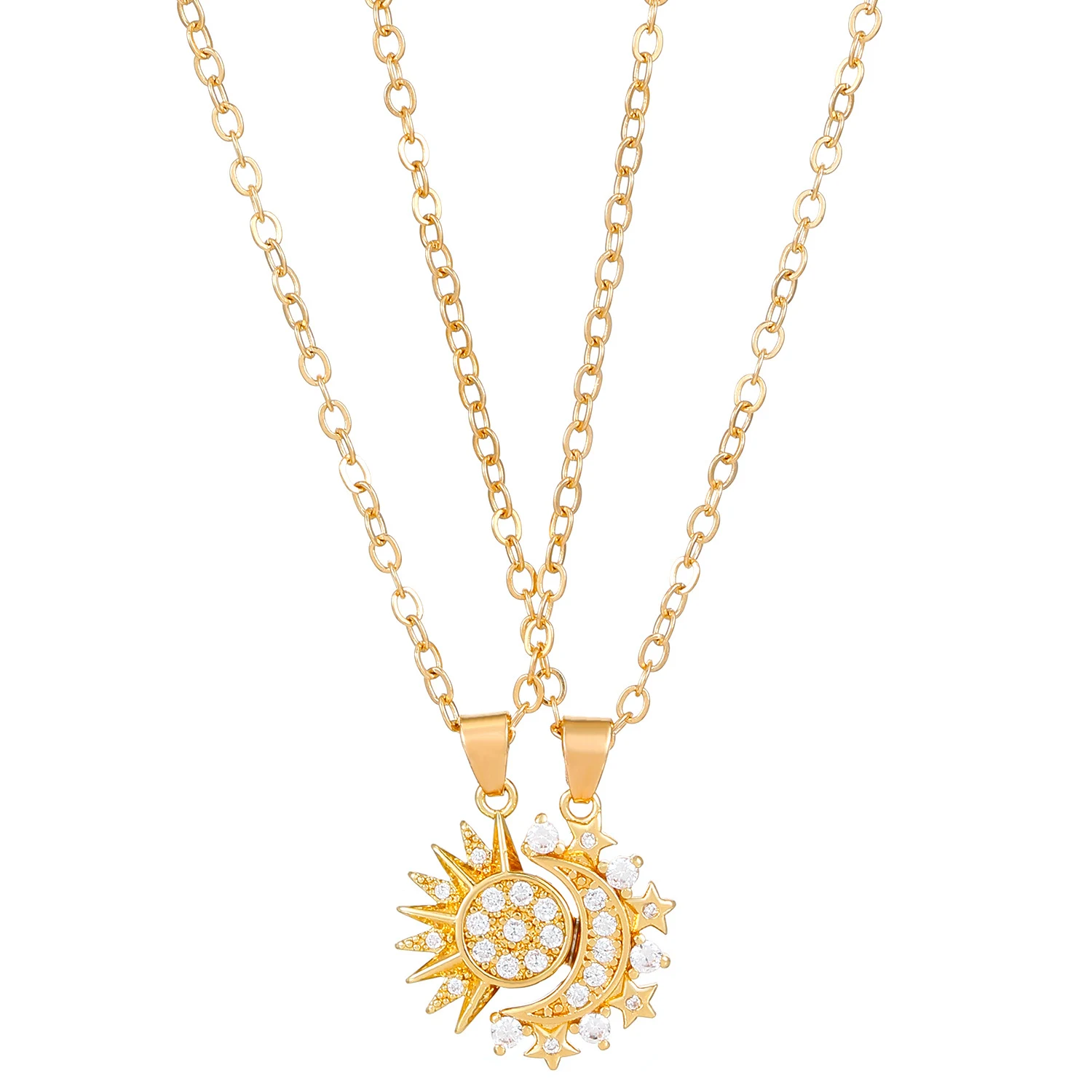Title 2, 2 stuks Ketting met Zonne- en Maan-magneet-hang...