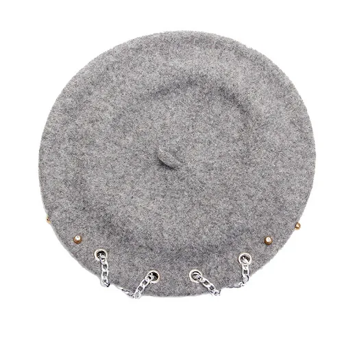Title 11, Cross Chain Beret Women Autumn Winter Wool Rive...